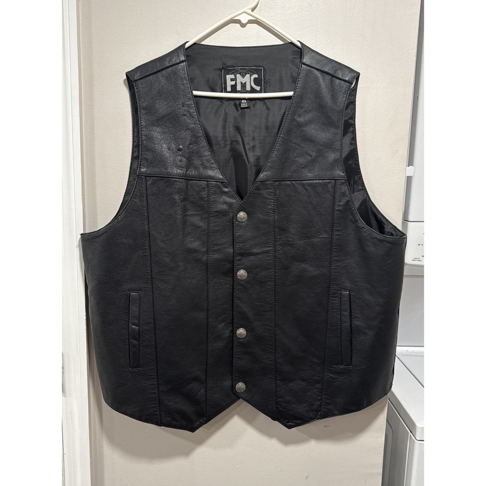 First Manufacturing Men's Western Buffalo Nickel Snaps Motorcycle Vest‎ Size 4XL